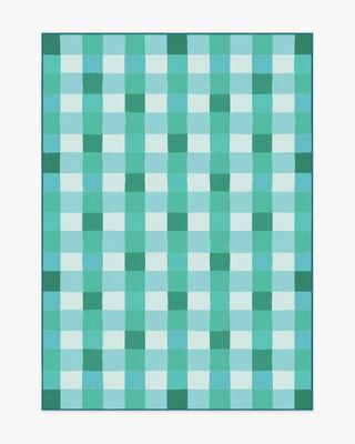 Outdoor Picnic Plaid Rug in Pantone™ Neptune Green | Ruggable