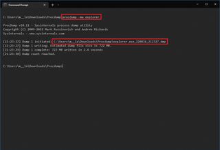 Command Prompt create full dump file