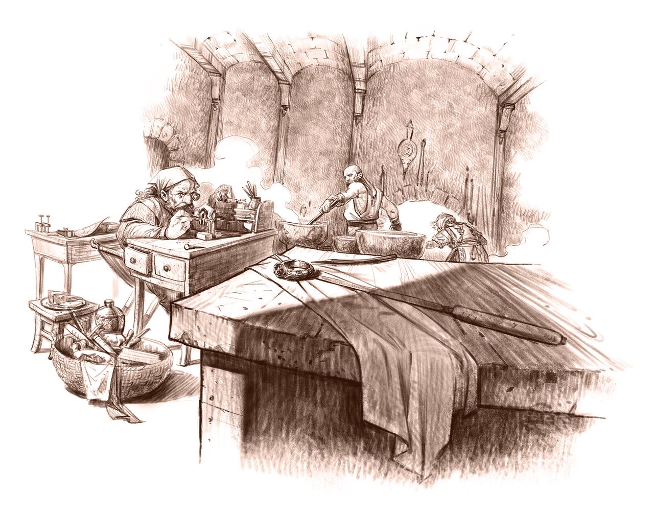 Interior illustrations from Morai - Through the Doors of Durin