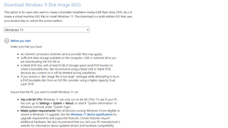 Windows 11 ISO download website screenshot