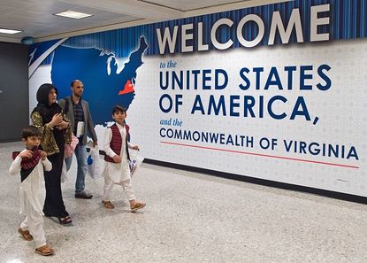 International travelers arrive in Virginia.
