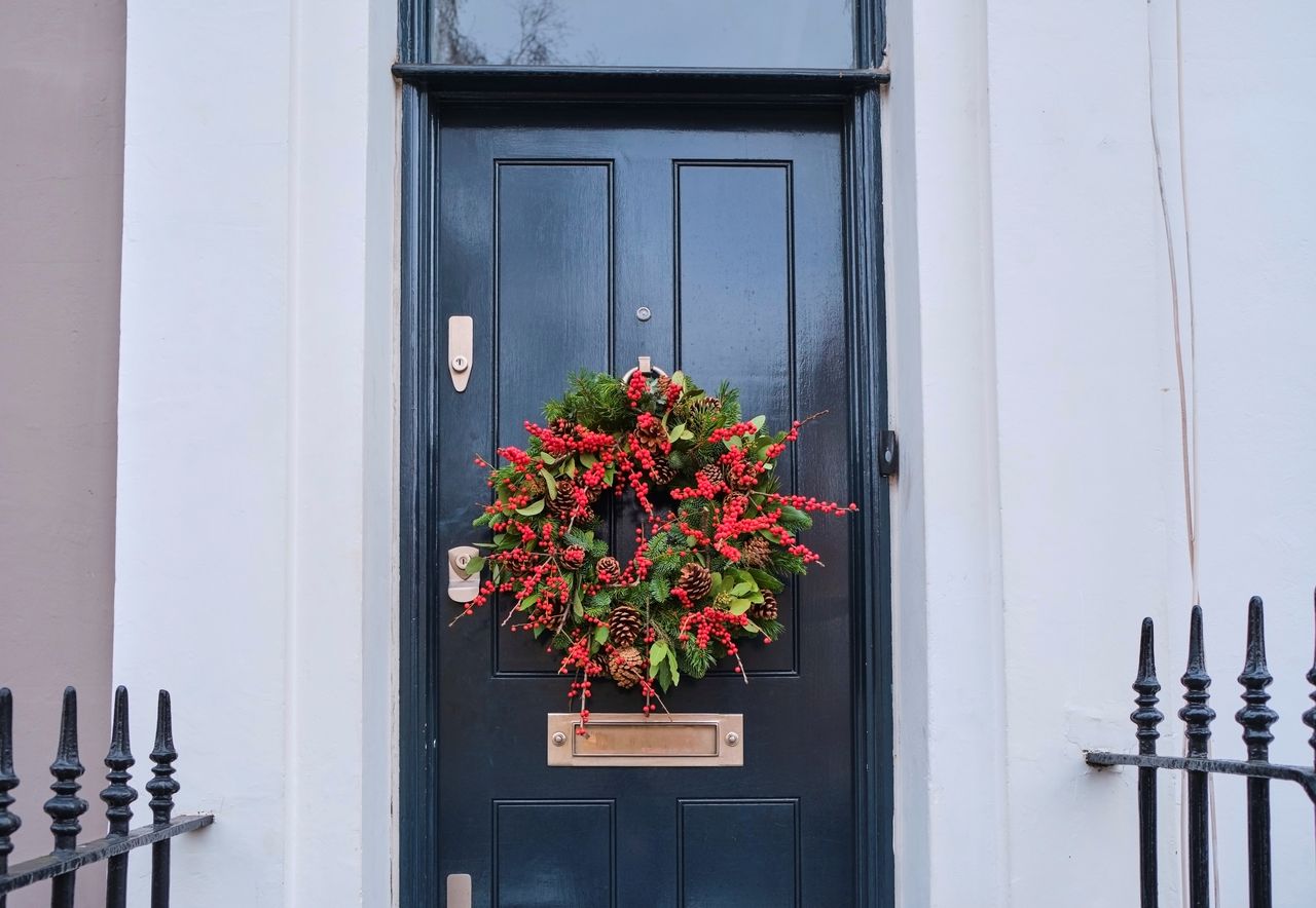 christmas wreath on door