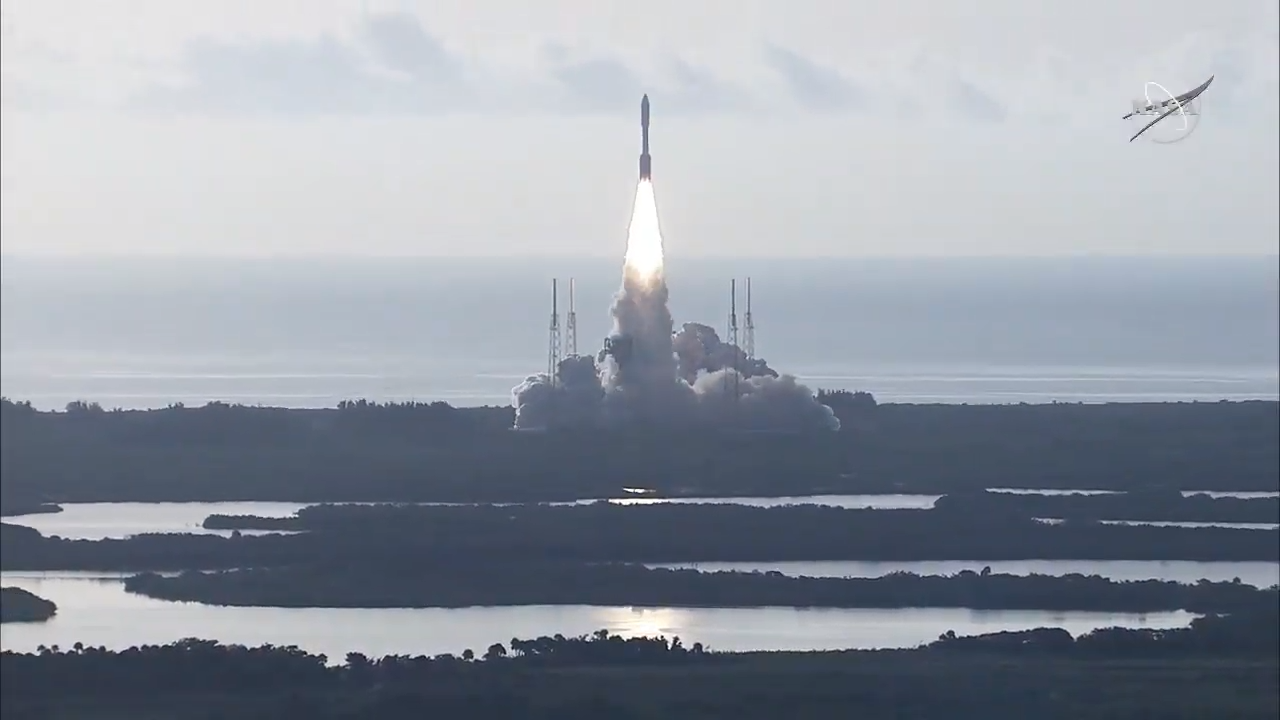 NASA's Mars rover Perseverance launches toward the Red Planet atop an Atlas V rocket, lifting off from Space Launch Complex 41 at Cape Canaveral Air Force Station in Florida on July 30, 2020.