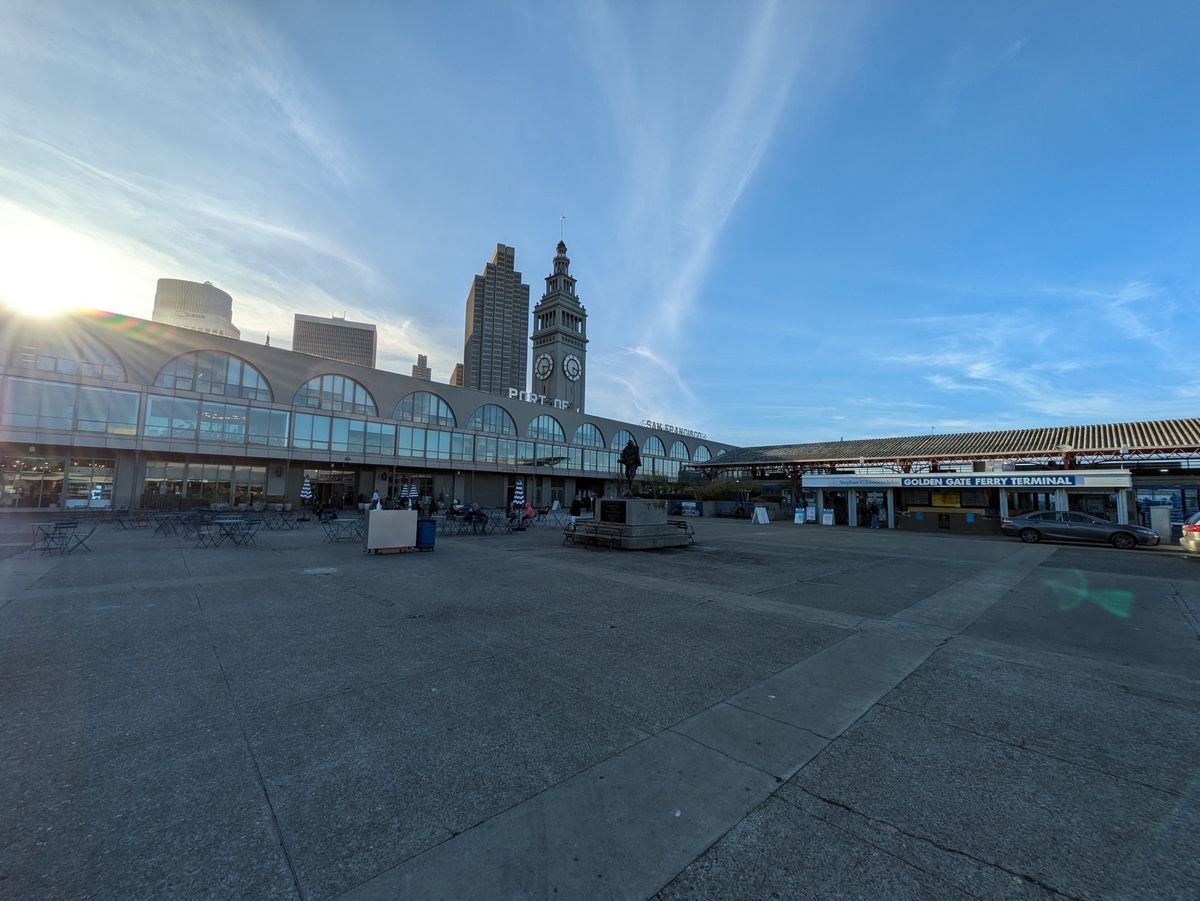 Ultrawide Ferry Building courtyard photo shot by Pixel 8a