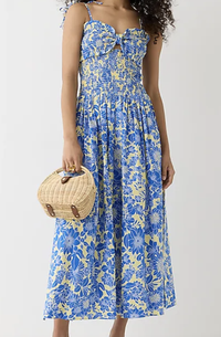 Collection tie-shoulder smocked dress in floral cotton poplin, $198 | J. Crew