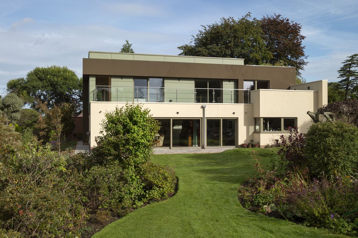 exterior of a modern eco self build home in Wales