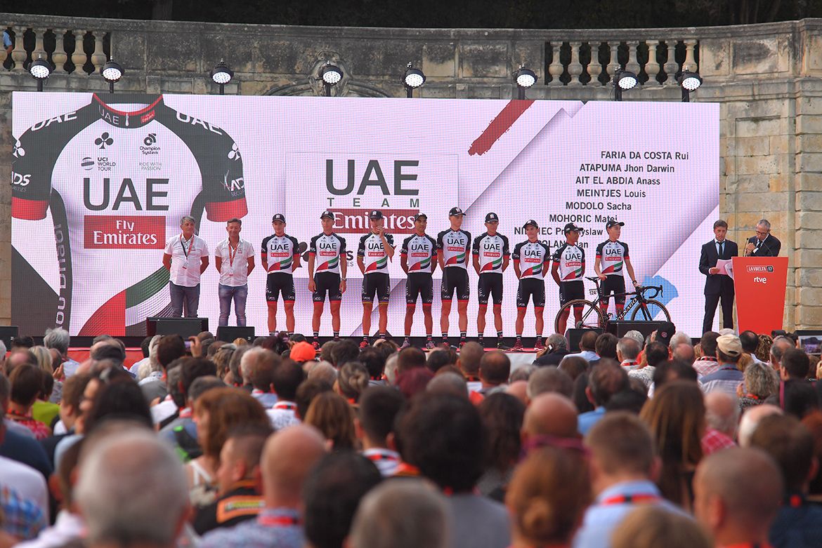 UAE Team Emirates on the stage