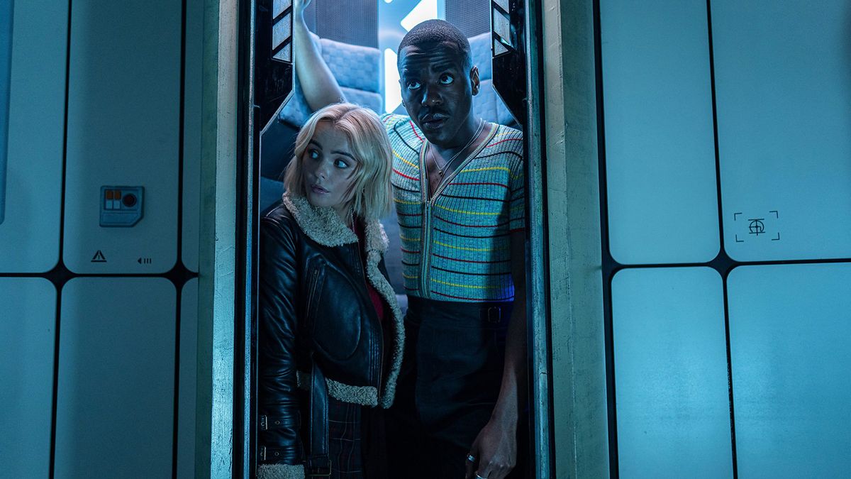 The 15th Doctor and Ruby Sunday look out of the TARDIS&#039; doors in Doctor Who season 14