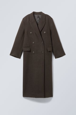 Oversized Double-Breasted Wool-Blend Coat