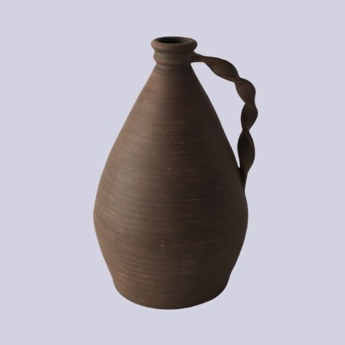 Terracotta Vase With Wavy Handle 