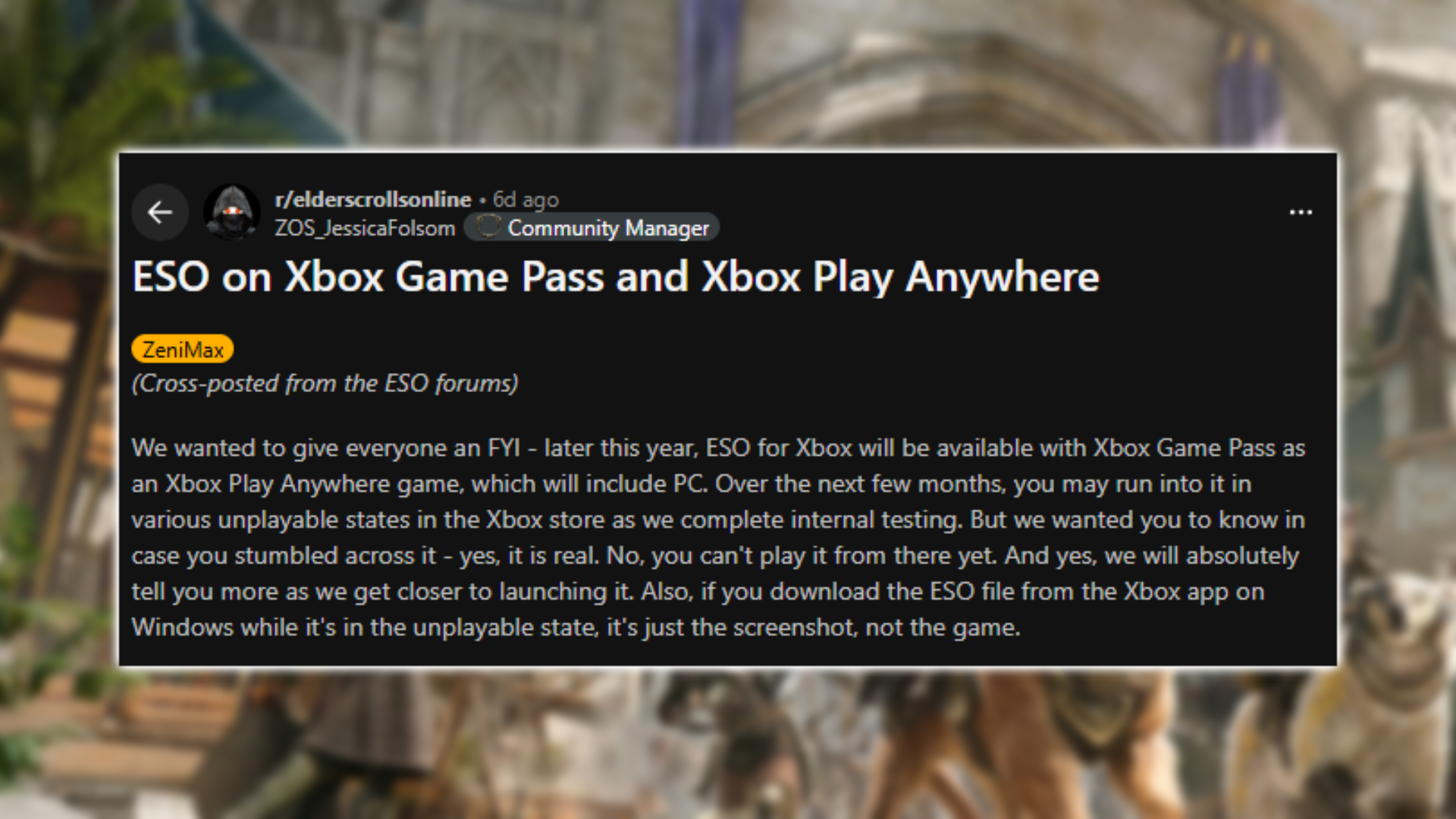 Screenshot of Community Managers reddit post