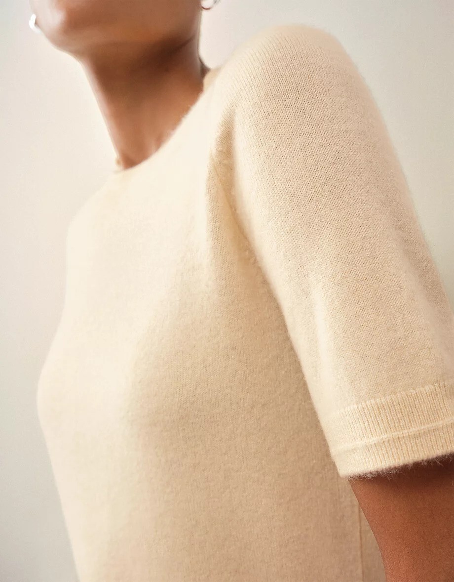 Brushed Pure Cashmere Cropped Knitted Top