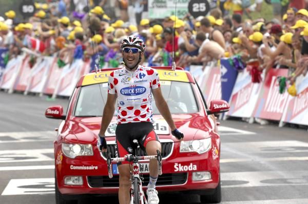 J&eacute;r&ocirc;me Pineau (Quick Step) did the polka dot jersey proud today with a courageous performance