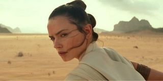 Daisy Ridley as Rey in Star Wars The Rise of Skywalker with lightsaber, flip in trailer