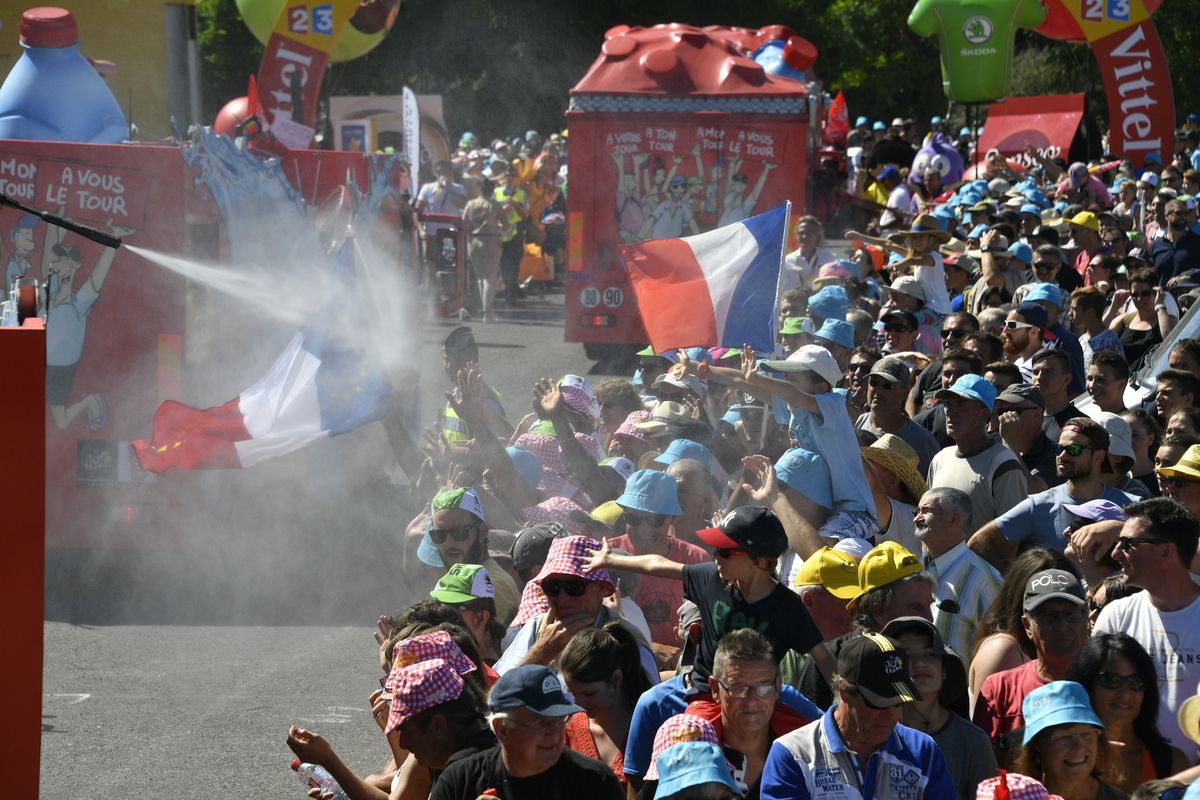 The Vittel water trucks were crucial in keeping the temperature down for the crowds during another hot July