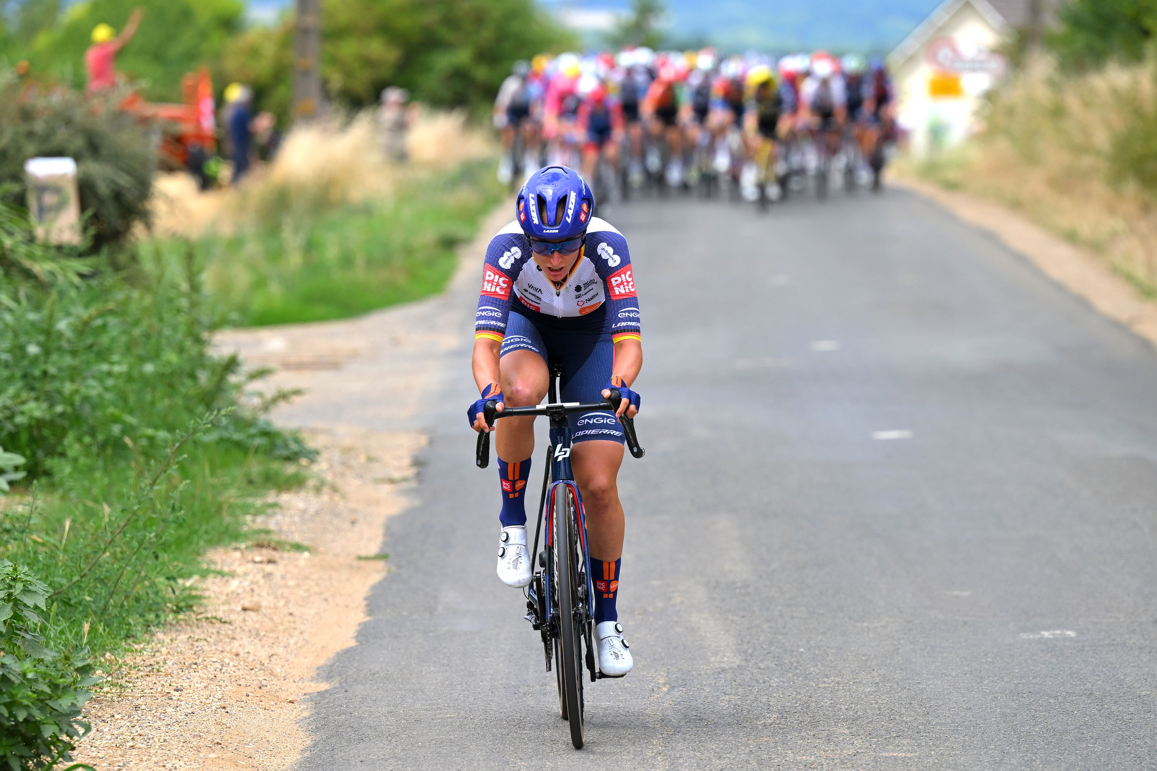 Franziska Koch attacking again at the Tour de France Femmes 2025.