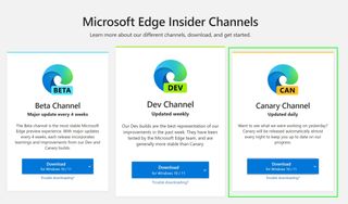 Microsoft edge insider channels page