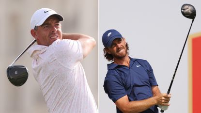Rory McIlroy and Tommy Fleetwood seen hitting drives