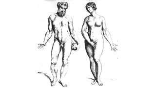 sketch drawing of adam and eve