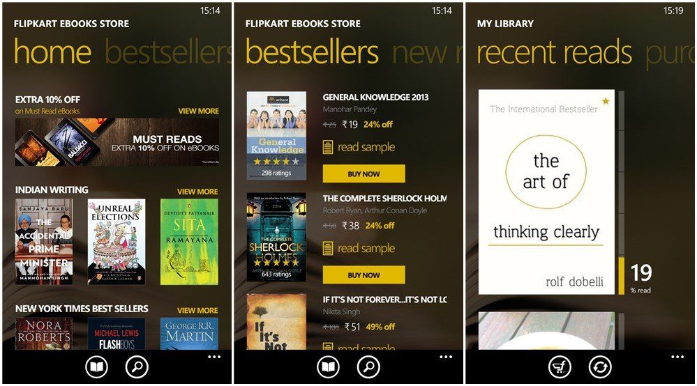 Flipkart eBooks refreshes their Windows Phone app to compete with