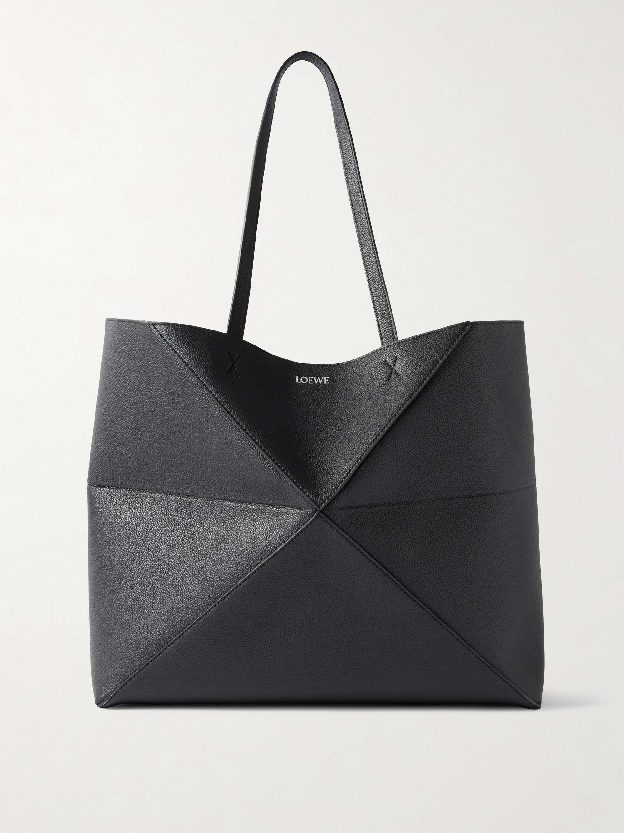 Puzzle Fold Horizontal Large Textured-Leather Tote