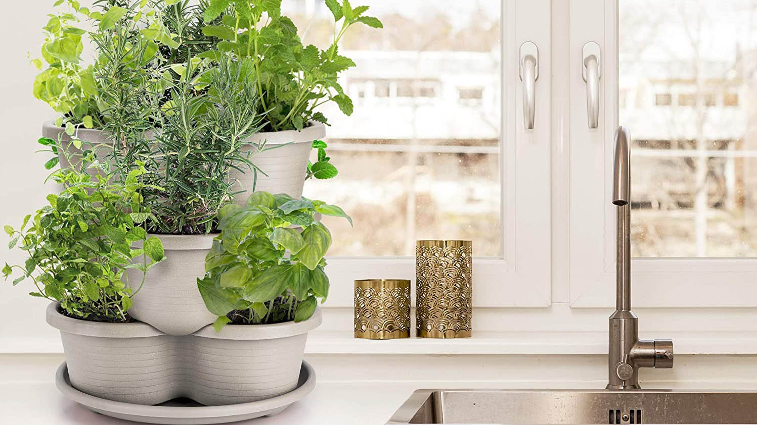 Stackable planter in the kitchen