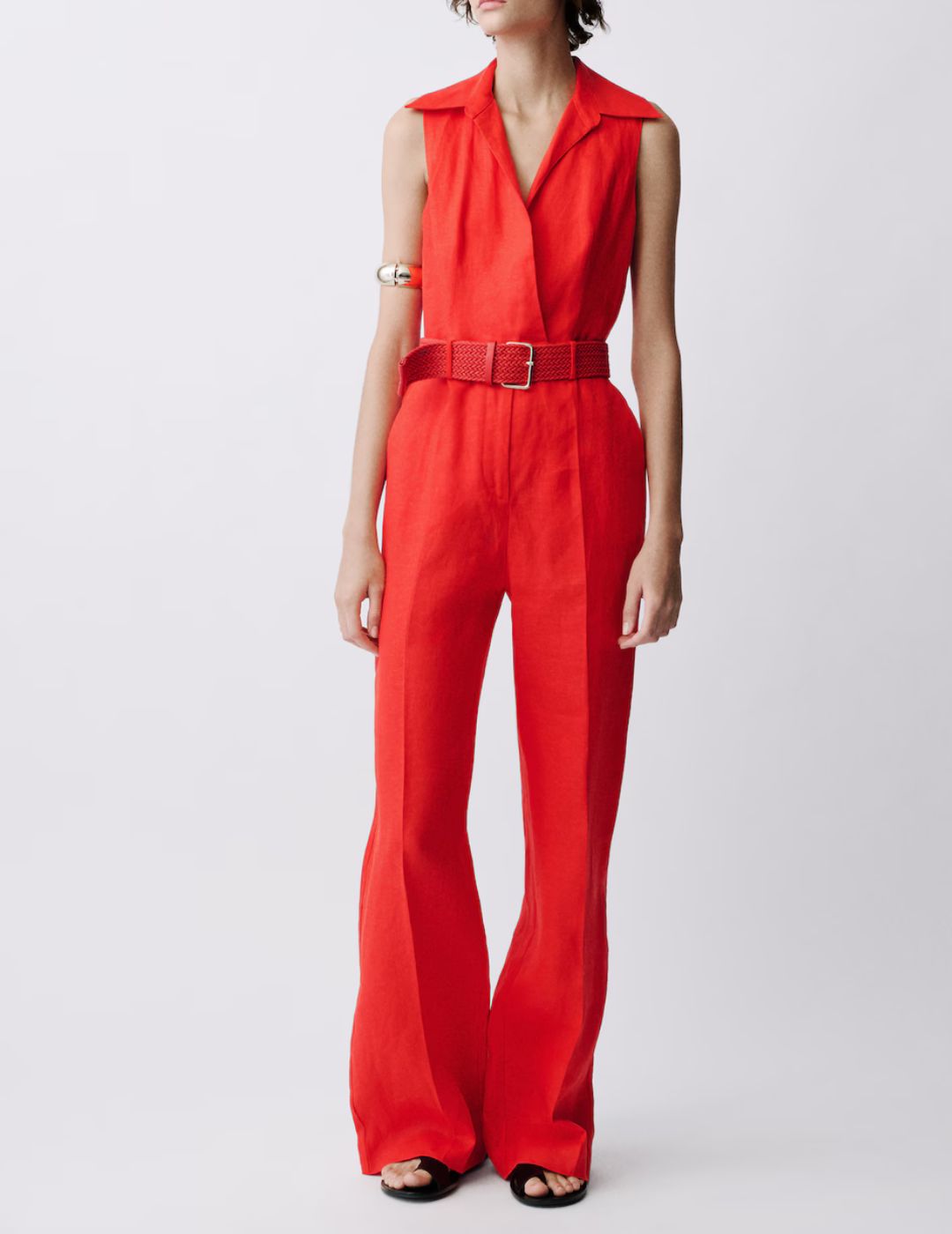 Mango , Linen Shirt Jumpsuit with Belt 
