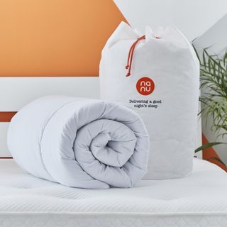 orange and white wall and mattress with tree