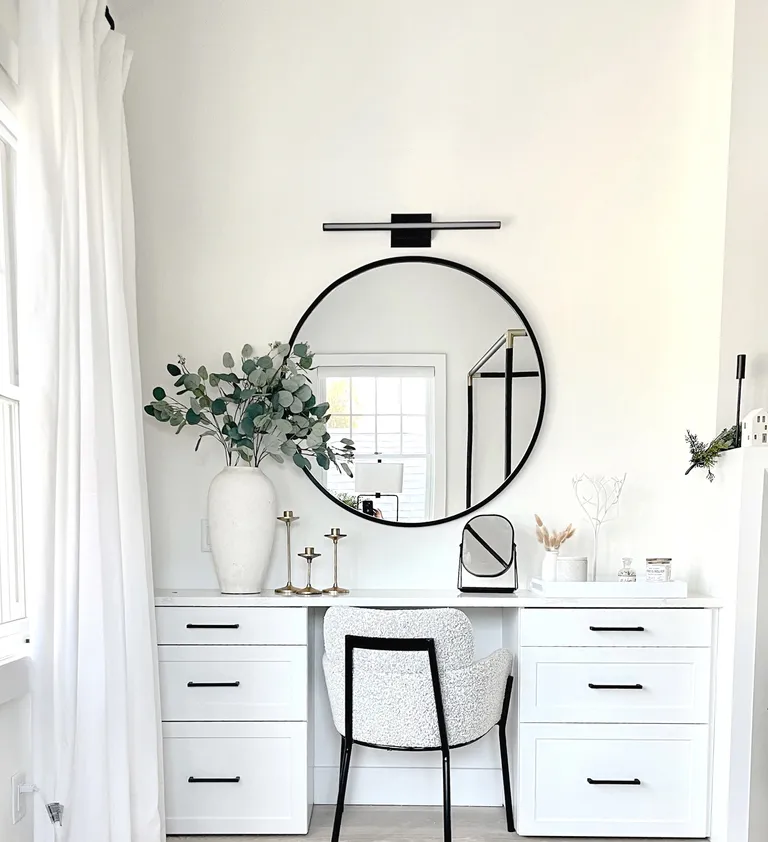Bedroom with Ikea desk hack