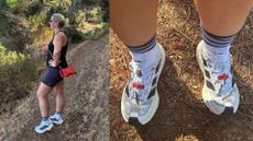 Kat Storr wearing the Adidas walking shoes on trails in Spain