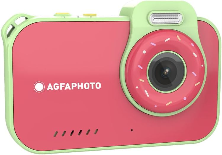 Agfaphoto Realikids Cam Waterproof 2 – 12mp Waterproof Child Camera, Hd Video, Selfie Mode, Filters and Frames, Built-In Games, Lithium Battery – Red