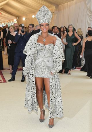 Rihanna attends the Heavenly Bodies: Fashion & The Catholic Imagination Costume Institute Gala at The Metropolitan Museum of Art on May 7, 2018 in New York City.
