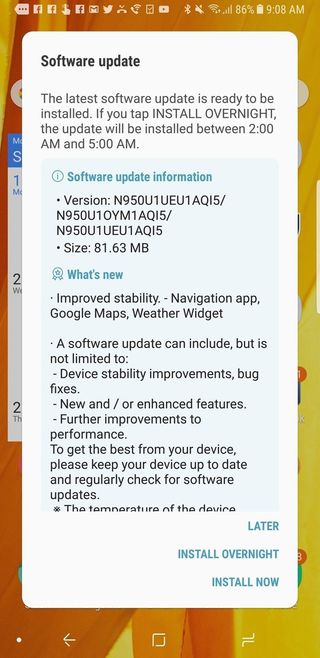Galaxy Note 8 software update