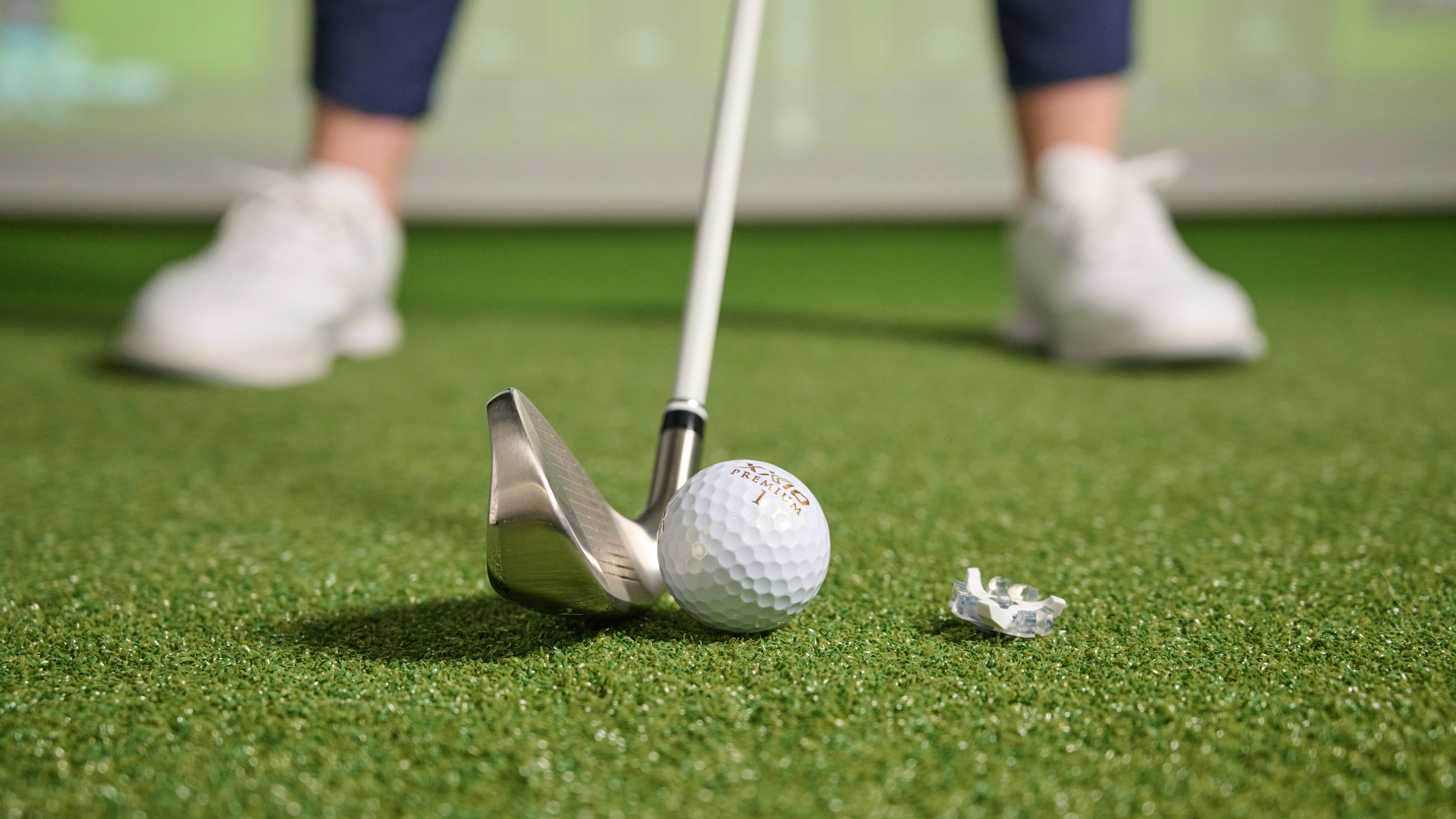 Iron drill collecting a target in front of the ball