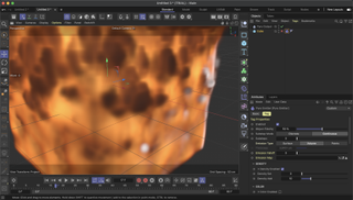 A screenshot of a pyrotechnic effect in Cinema 4D 2024