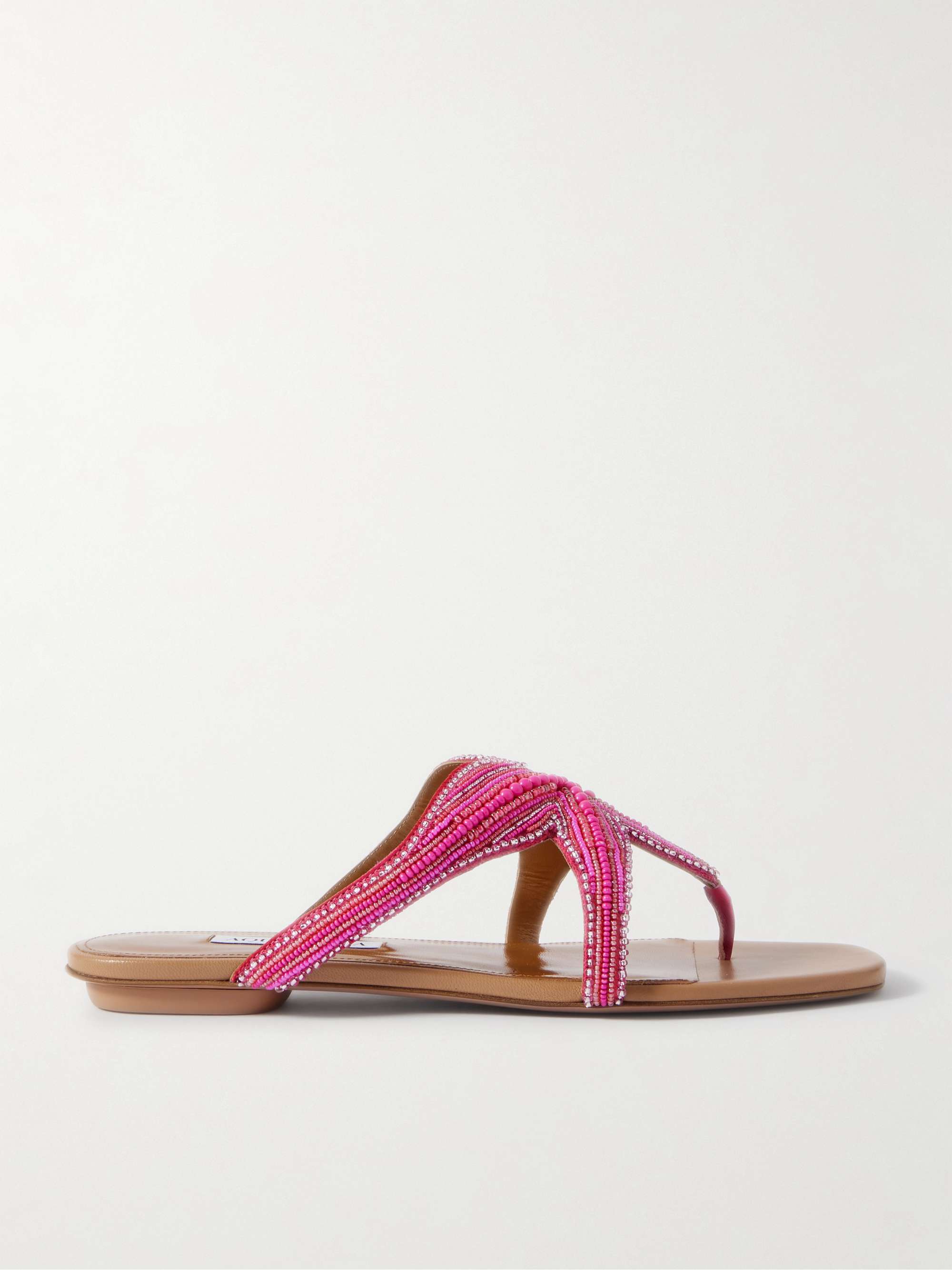 Reef Star Bead-Embellished Leather Sandals
