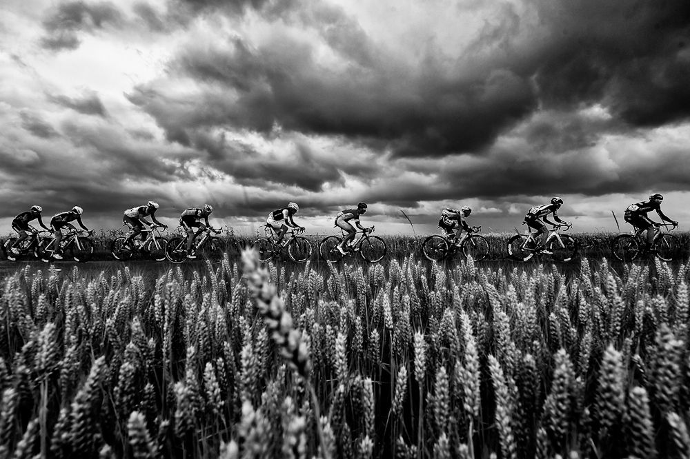 Dark clouds frame the riders during the second week.