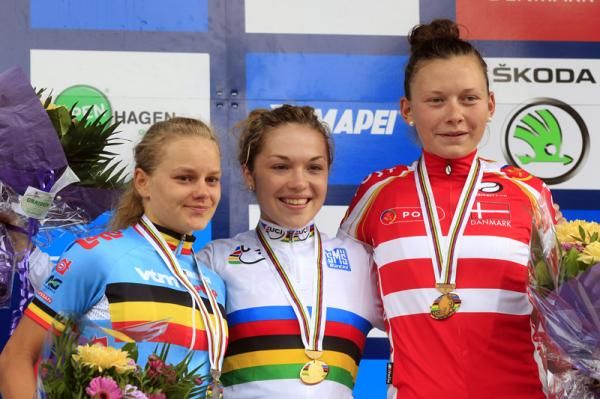 The junior women's podium in Denmark