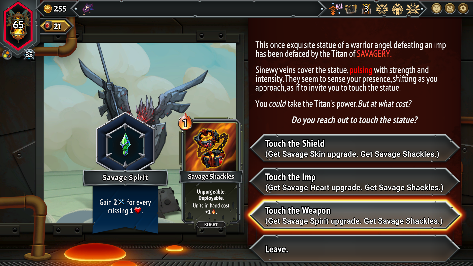 Resolving a train event in Monster Train 2.