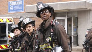 Anthony Ferraris as Tony, Miranda Rae Mayo as Stella Kidd, Chris Mansa as Mason in Chicago Fire