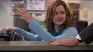 Pam dropping the tiramisu into the garbage can in The Office