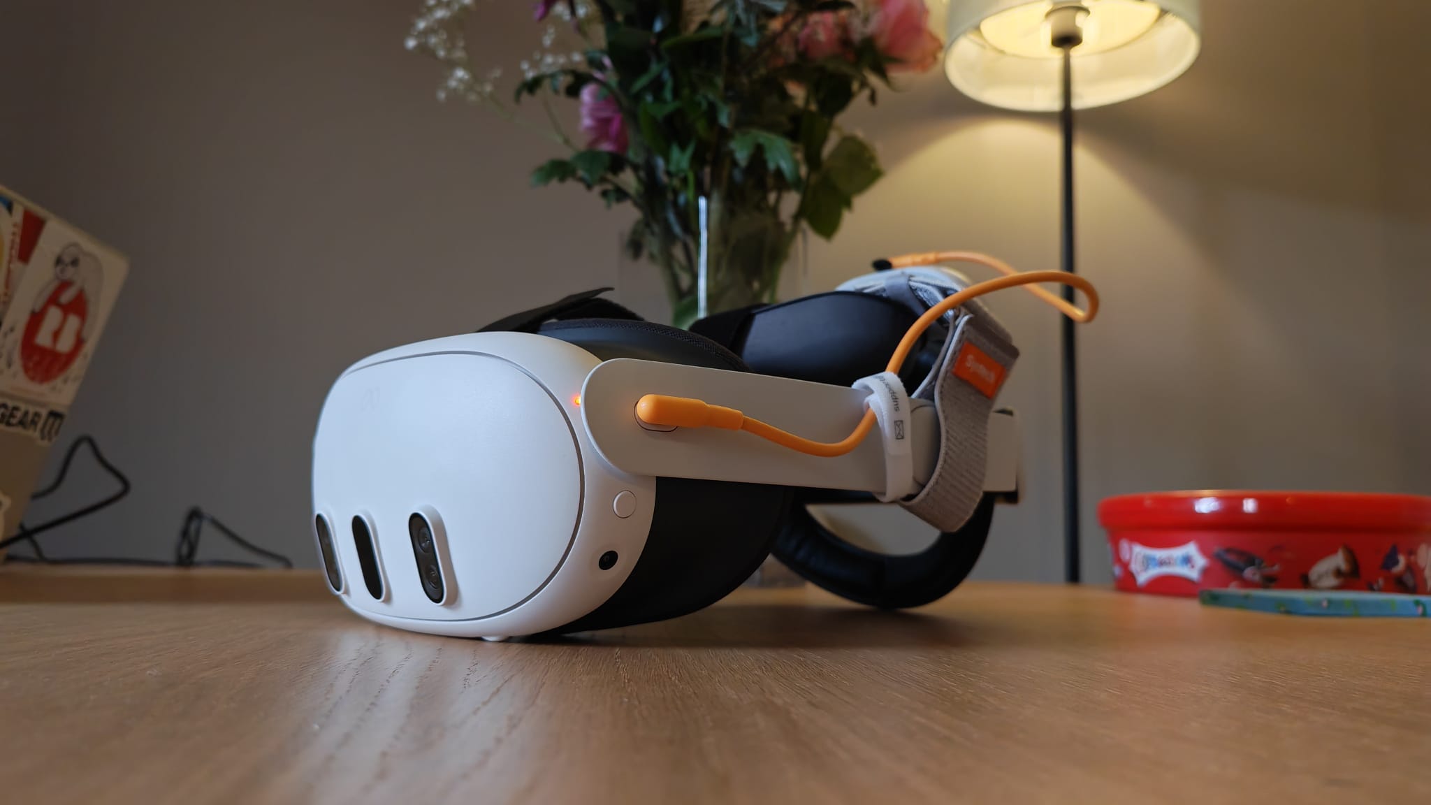 The Meta Quest 3 wearing the Syntech Elite Head Strap for Quest 3