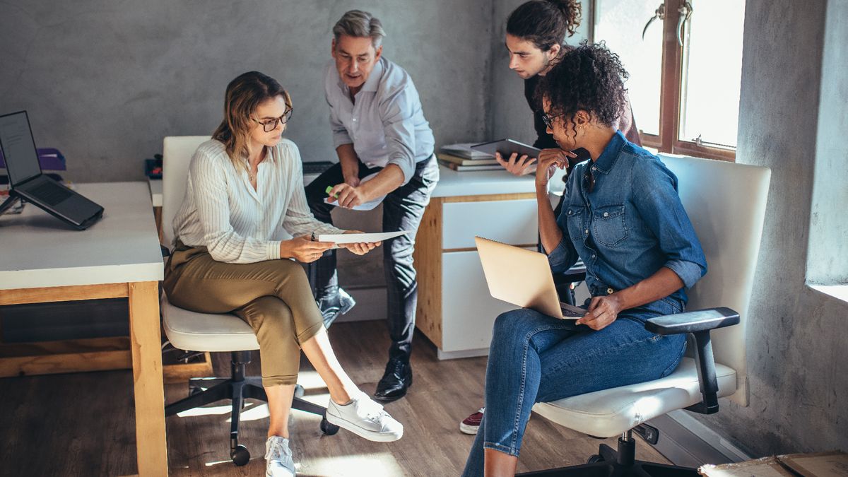 people meeting at a small business