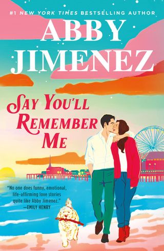 say you'll remember me by abby jimenz book cover of a couple walking by a beach with a dog