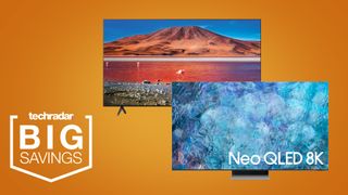 Samsung Super Bowl TV deals header in orange