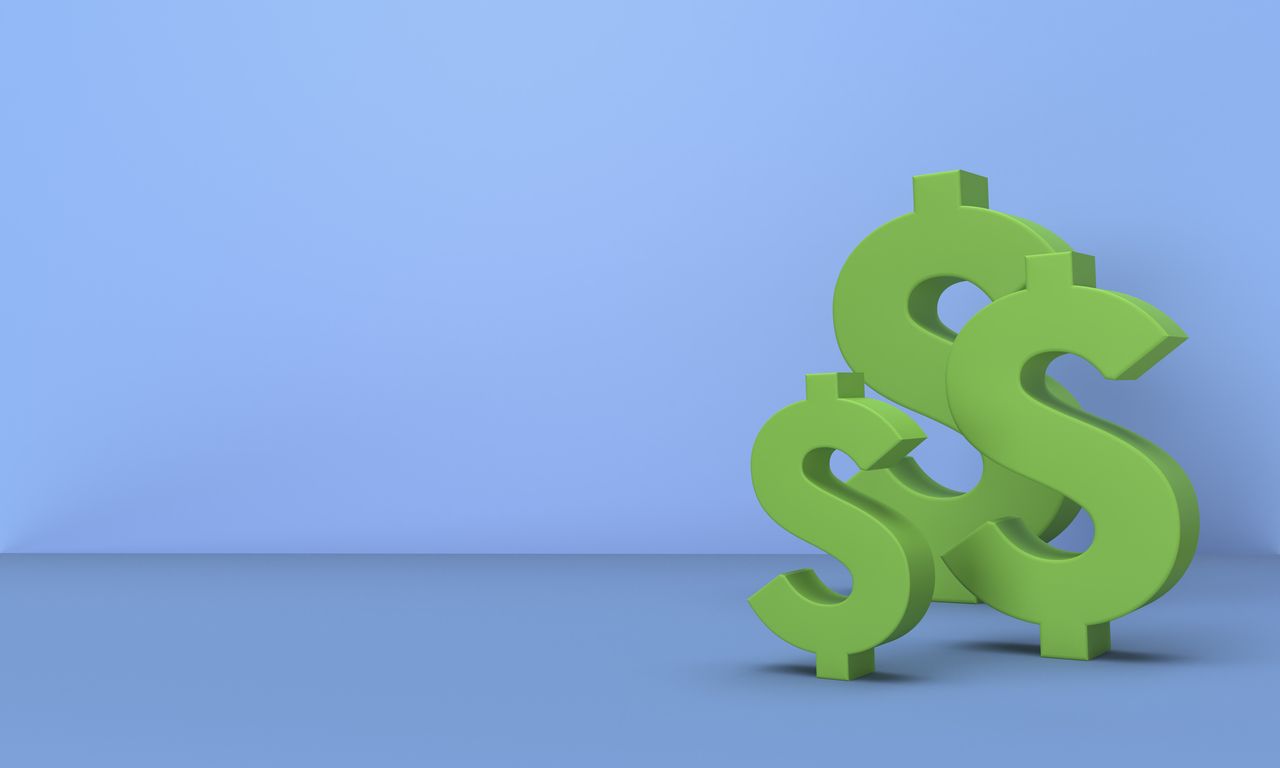 green dollar signs on a blue background