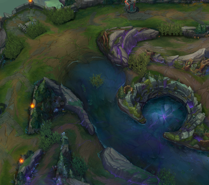 The redesigned top lane of Summoner's Rift for Season 14 of League of Legends.