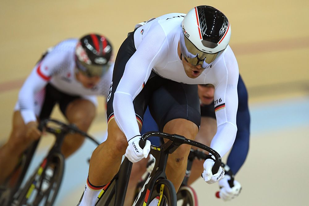 The men's keirin heat led by Max Levy (Germany)