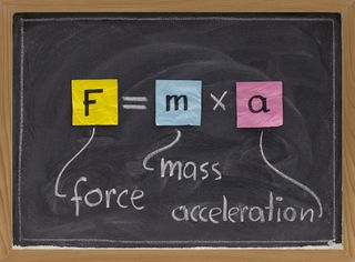 force equals mass times acceleration