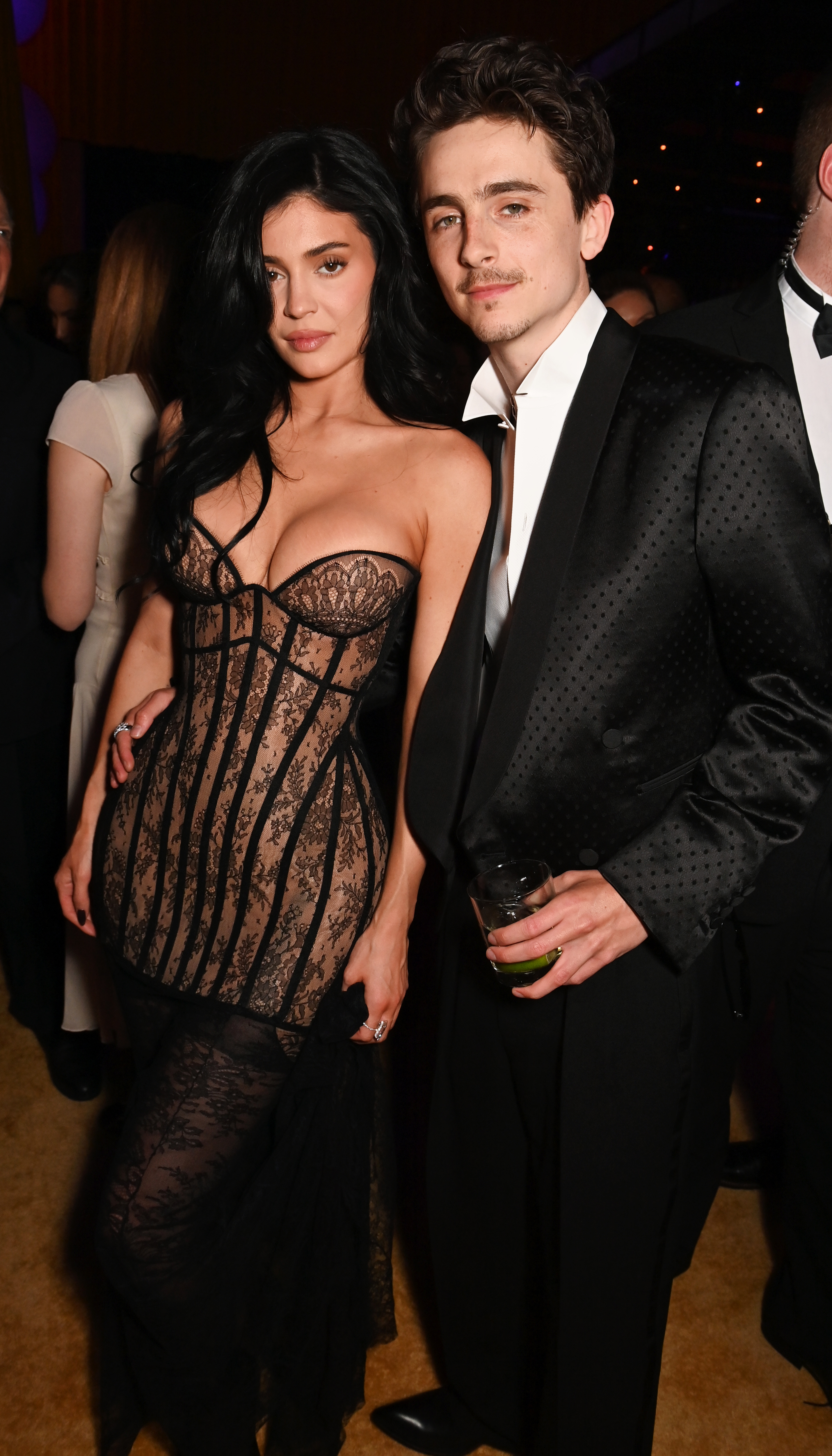 Kylie Jenner and Timoth&amp;eacute;e Chalamet at the 2025 Vanity Fair Oscar Party